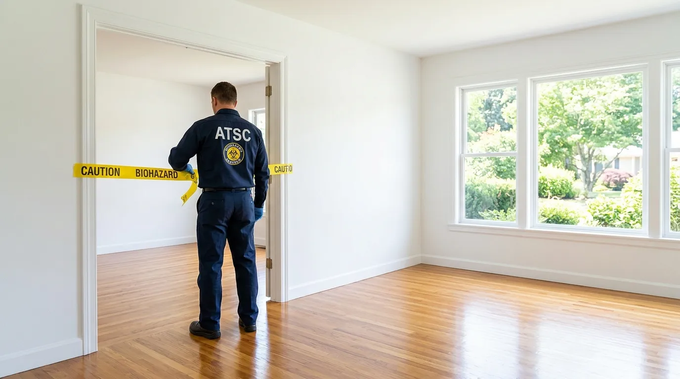 Certified biohazard cleanup crew performing Decomposition Cleanup in Hyannis